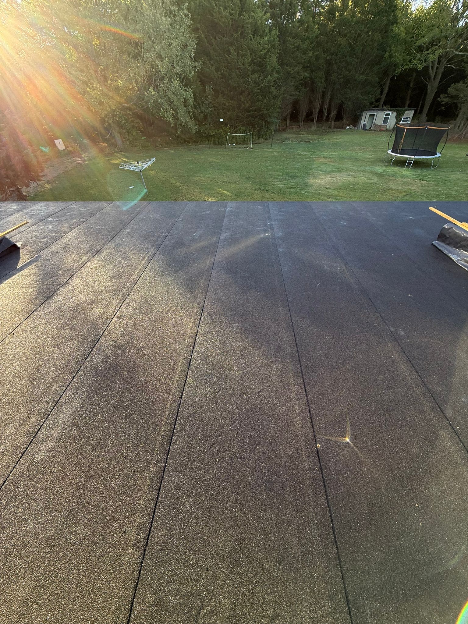 Clean, finished flat roof surface close-up